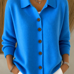 Verlette - Button Collar Knit Cardigan Cool Weather Layering