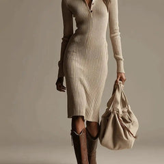 Verlissa - Ribbed Midi Dress For Work And Dinners