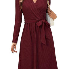 Verlora - Belted Ribbed Knit Midi Work Dress — view 10 of 10