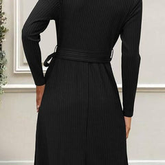 Verlora - Belted Ribbed Knit Midi Work Dress — view 2 of 10