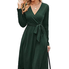 Verlora - Belted Ribbed Knit Midi Work Dress — view 5 of 10