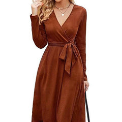 Verlora - Belted Ribbed Knit Midi Work Dress — view 7 of 10