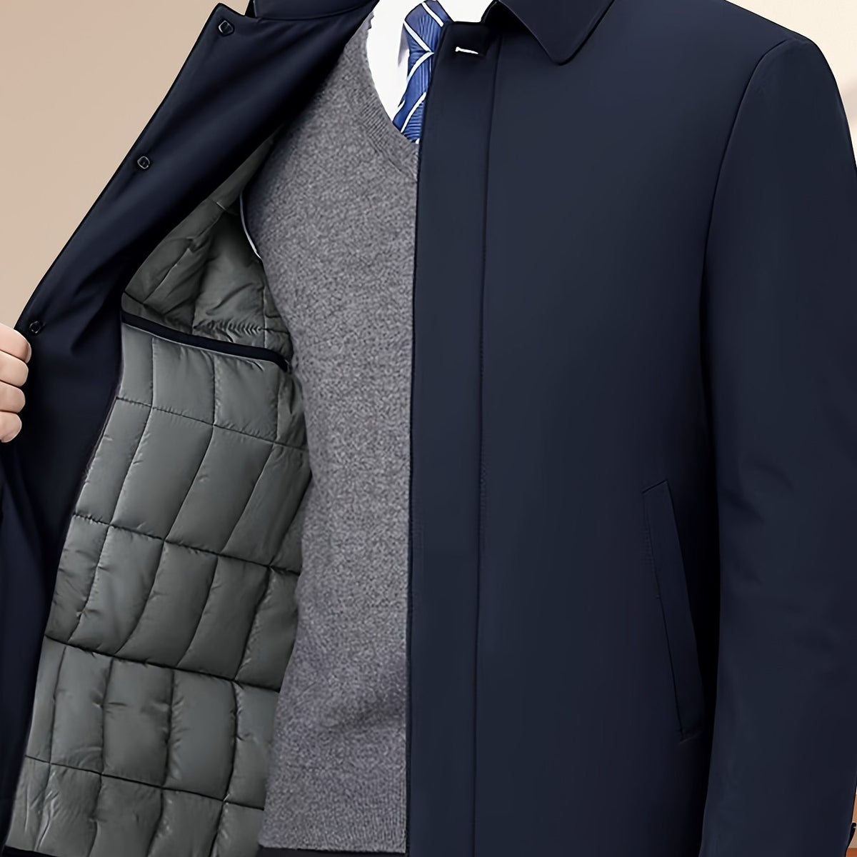 Verrano - Reversible Collar Zipper Jacket Autumn Winter Wear — view 9 of 10