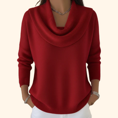 Vesperine - Draped Turtleneck Knit Sweater Cold Weather Wear