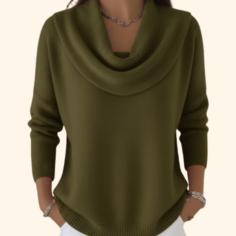 Vesperine - Draped Turtleneck Knit Sweater Cold Weather Wear — view 3 of 8