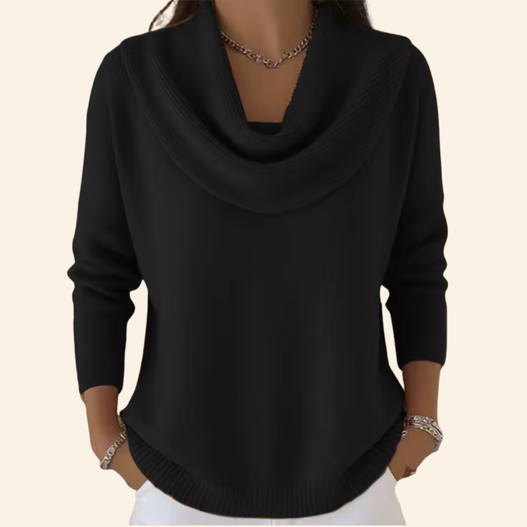 Vesperine - Draped Turtleneck Knit Sweater Cold Weather Wear — view 5 of 8