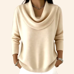 Vesperine - Draped Turtleneck Knit Sweater Cold Weather Wear — view 7 of 8
