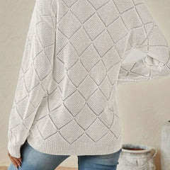 Vessalyn - V-Neck Openwork Knit Sweater Transitional Wear — view 5 of 10