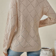 Vessalyn - V-Neck Openwork Knit Sweater Transitional Wear — view 6 of 10