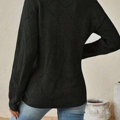 Vessalyn - V-Neck Openwork Knit Sweater Transitional Wear — view 7 of 10