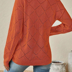 Vessalyn - V-Neck Openwork Knit Sweater Transitional Wear — view 8 of 10