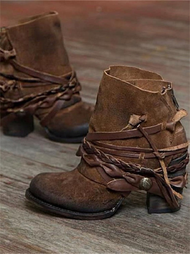 Vezara - Textured Ankle Boots For Casual Outings