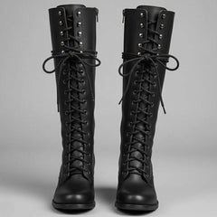 Voltrise - Studded Knee High Lace-Up Boots Evening Wear