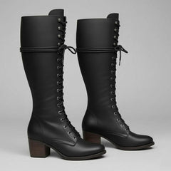Voltrise - Studded Knee High Lace-Up Boots Evening Wear — view 2 of 10