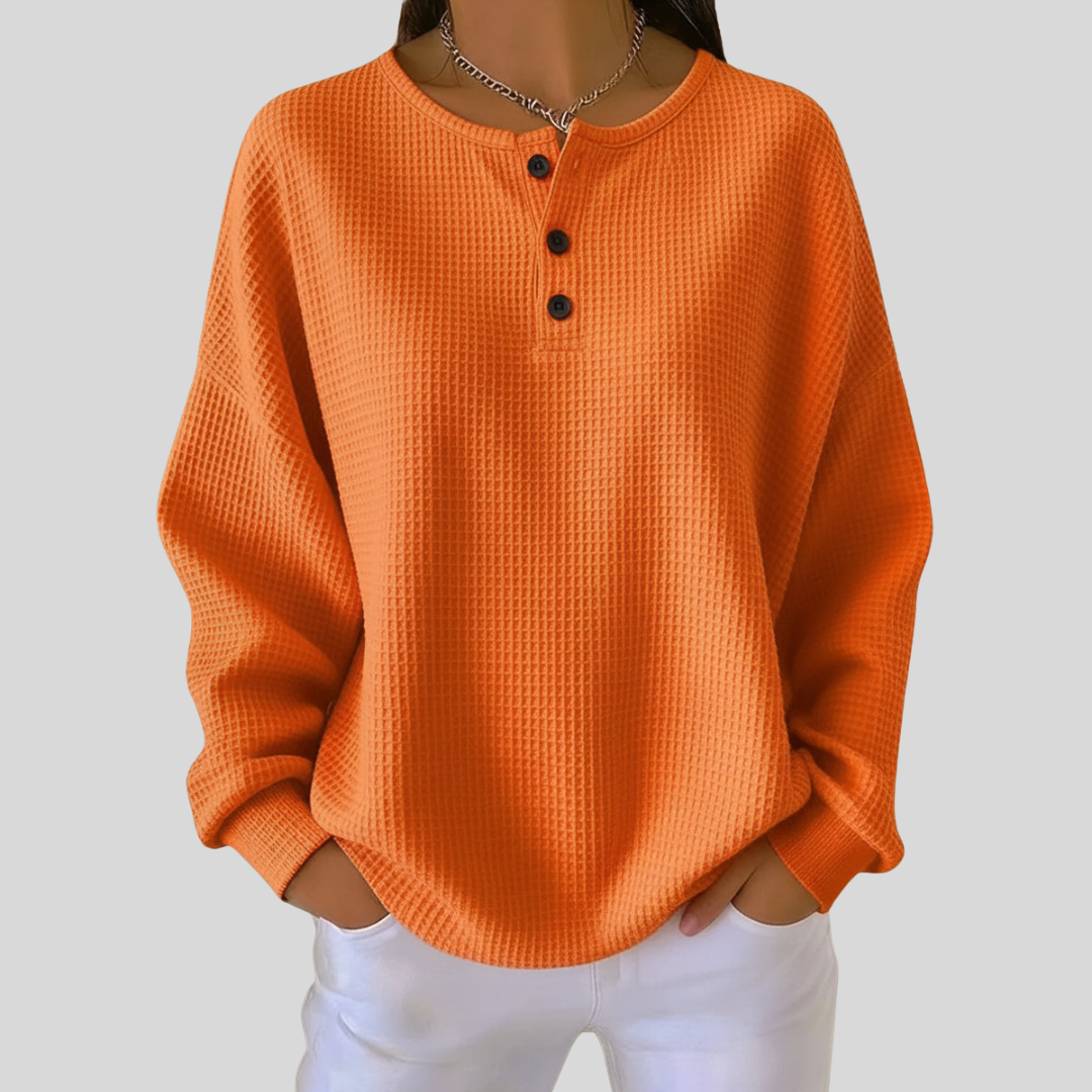 Windale - Waffle Knit Henley Sweatshirt Everyday Basic