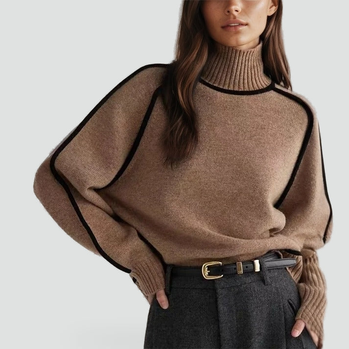 Wintasia - Roll Neck Contrast Trim Sweater