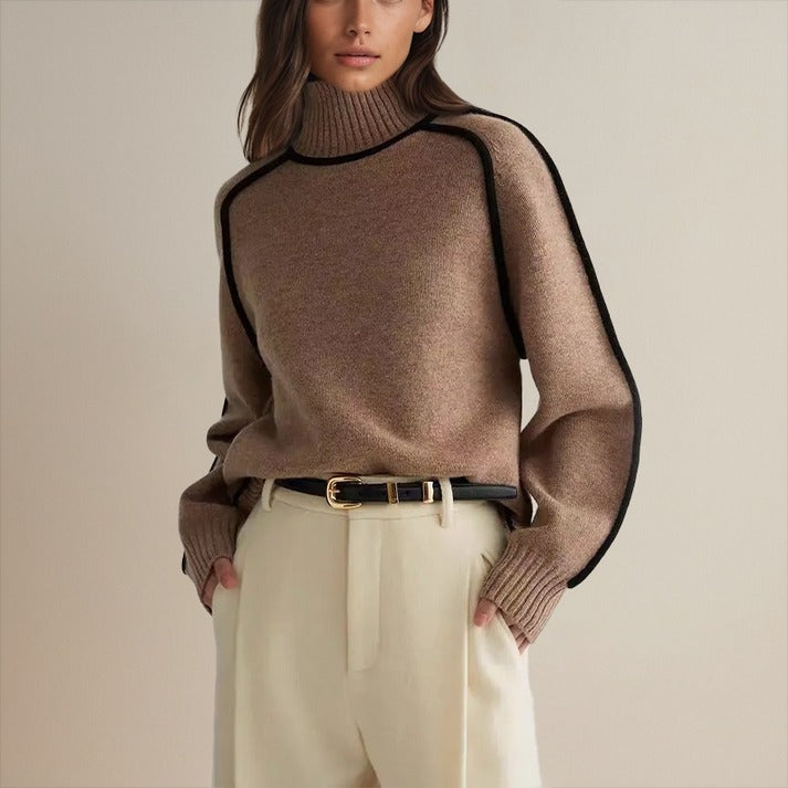 Wintasia - Roll Neck Contrast Trim Sweater — view 2 of 9