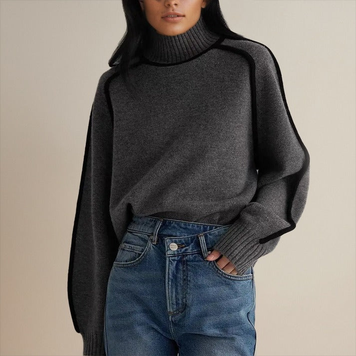 Wintasia - Roll Neck Contrast Trim Sweater — view 3 of 9