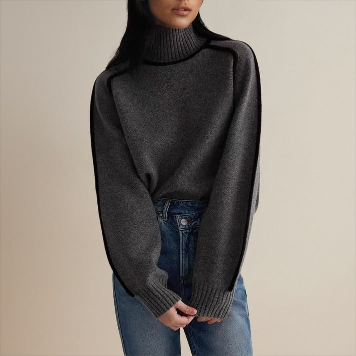 Wintasia - Roll Neck Contrast Trim Sweater — view 4 of 9