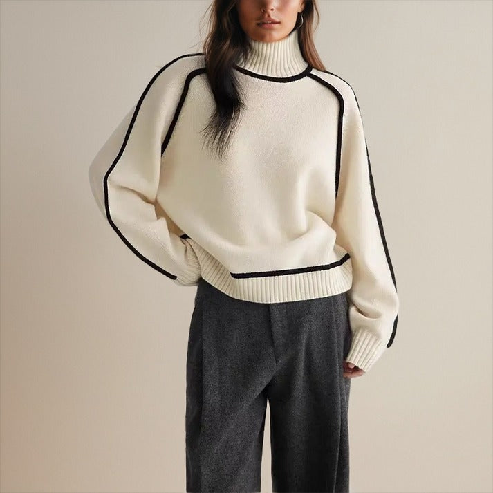 Wintasia - Roll Neck Contrast Trim Sweater — view 6 of 9