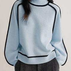 Wintasia - Roll Neck Contrast Trim Sweater — view 8 of 9