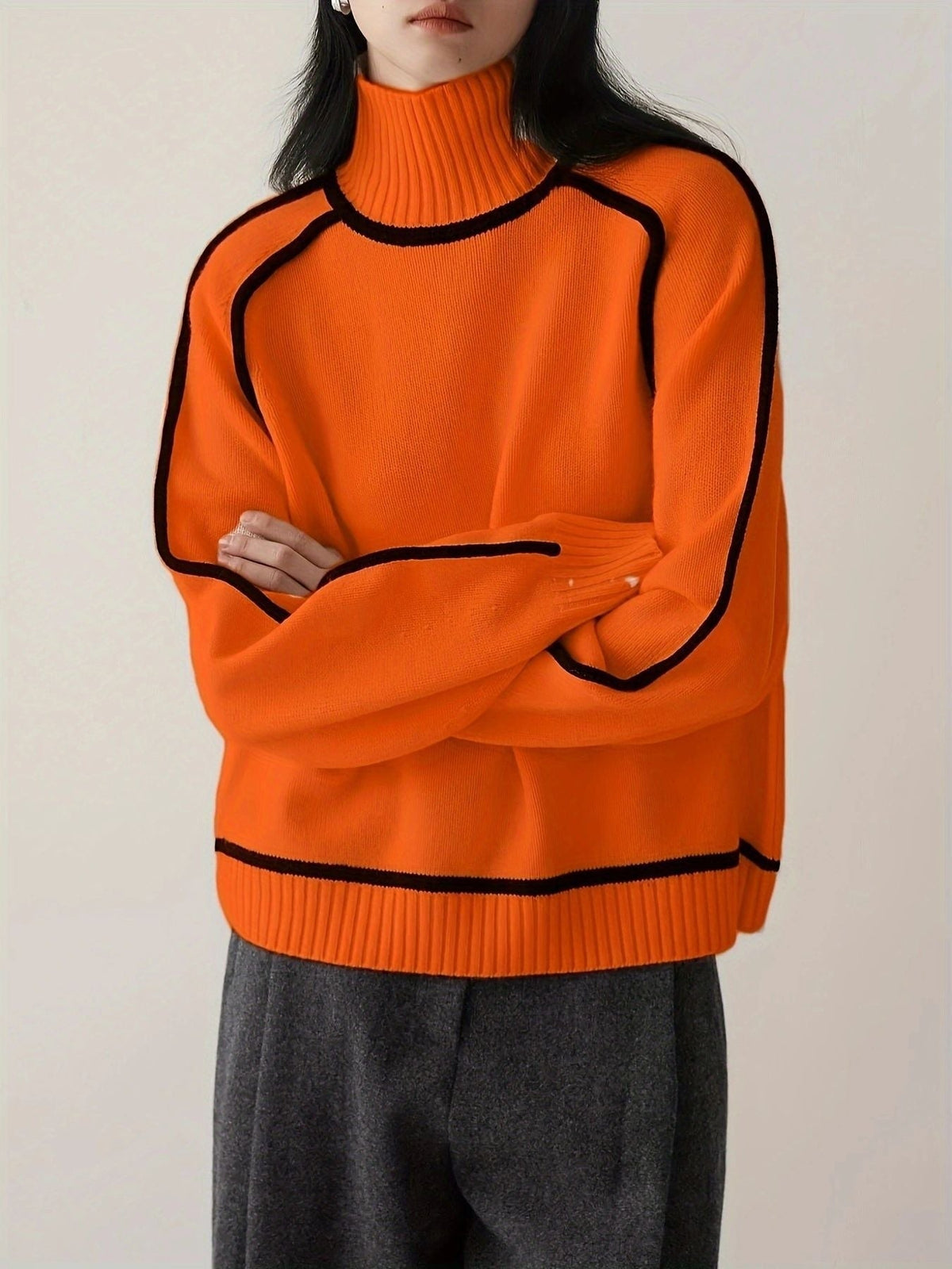 Wintasia - Roll Neck Contrast Trim Sweater — view 9 of 9