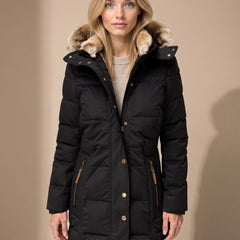 Winterhal - Longline Quilted Puffer Coat Faux Fur Hood