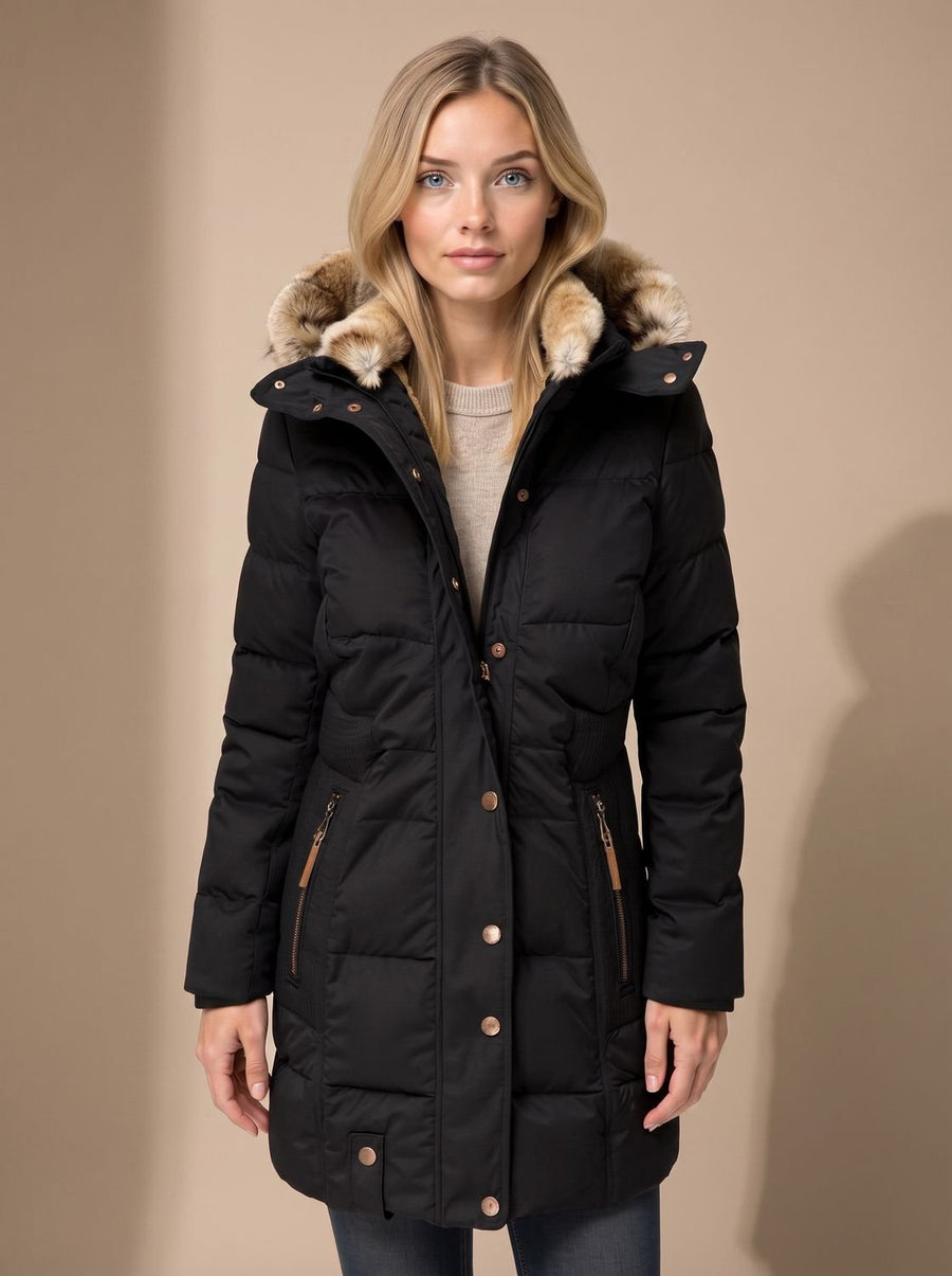 Winterhal - Longline Quilted Puffer Coat Faux Fur Hood