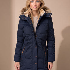 Winterhal - Longline Quilted Puffer Coat Faux Fur Hood — view 3 of 10