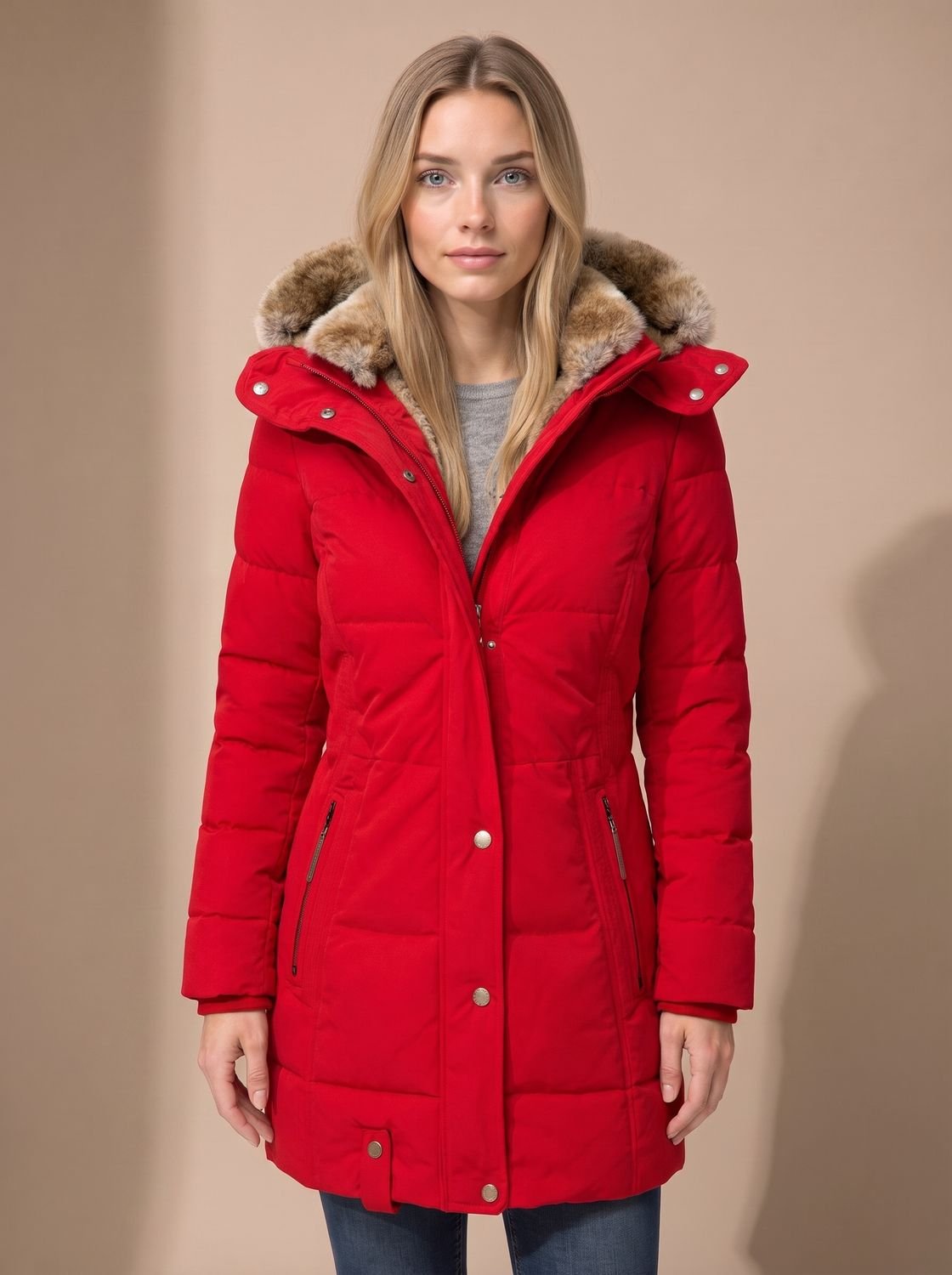 Winterhal - Longline Quilted Puffer Coat Faux Fur Hood — view 4 of 10