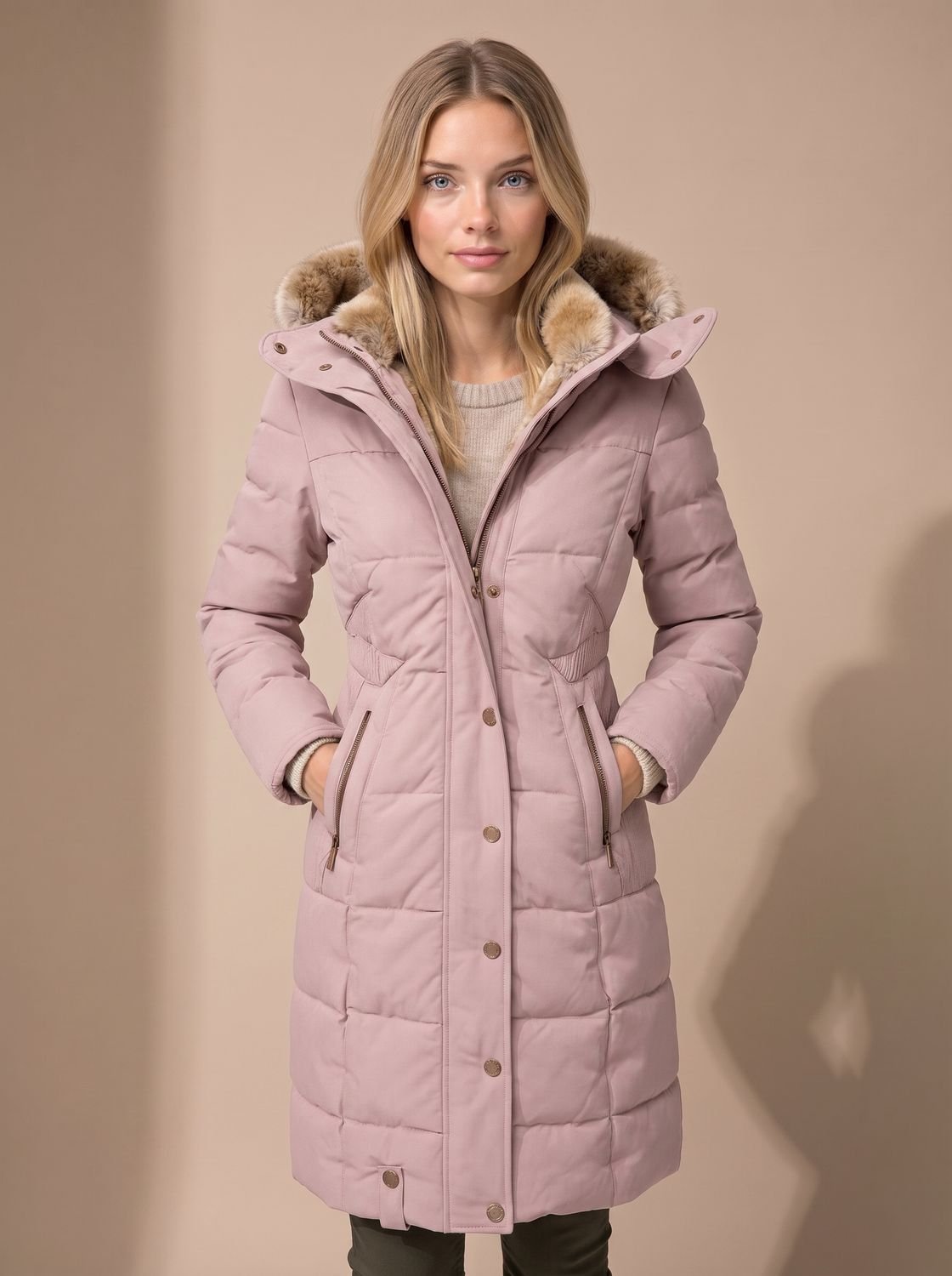 Winterhal - Longline Quilted Puffer Coat Faux Fur Hood — view 5 of 10