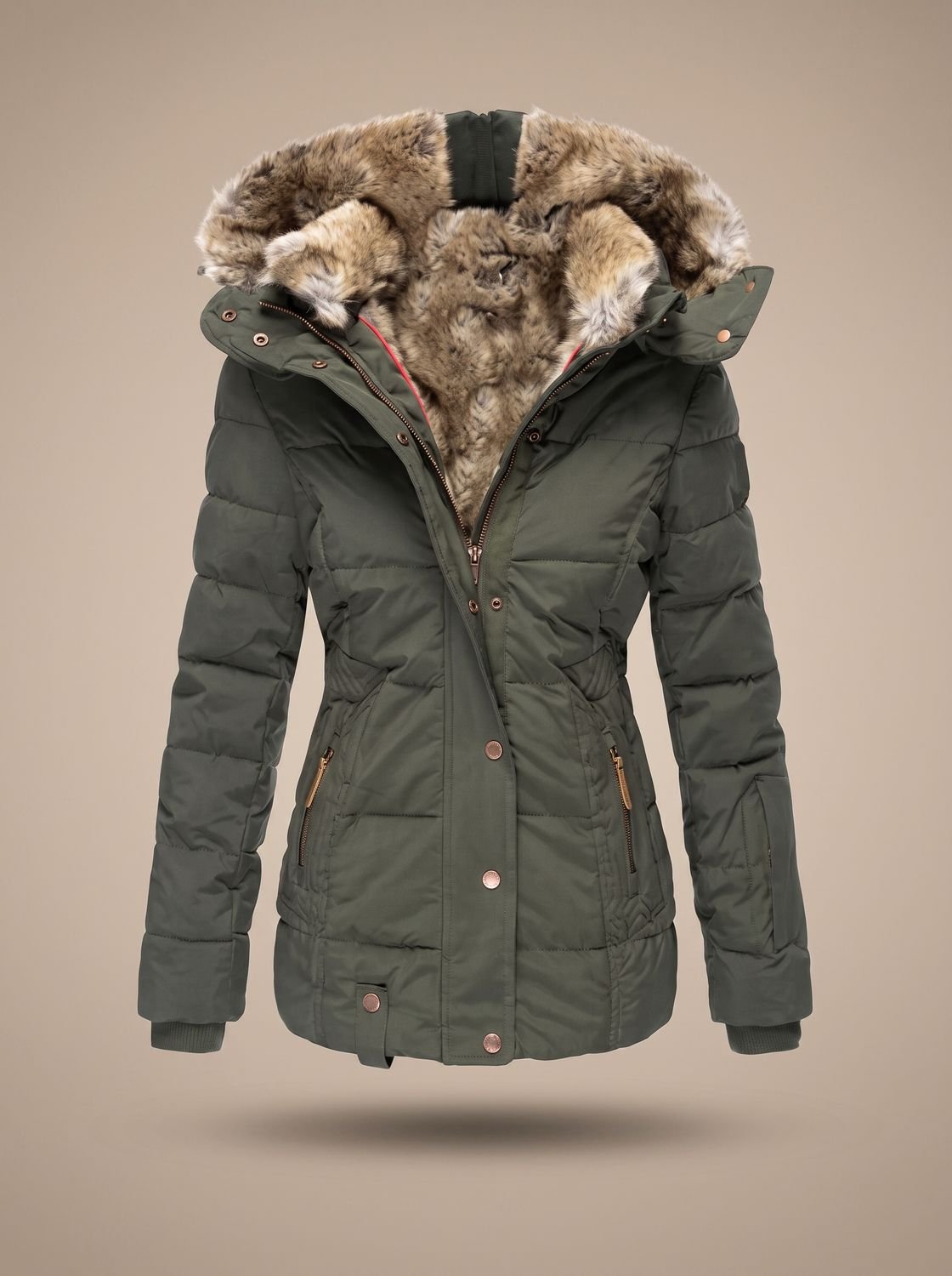 Winterhal - Longline Quilted Puffer Coat Faux Fur Hood — view 7 of 10