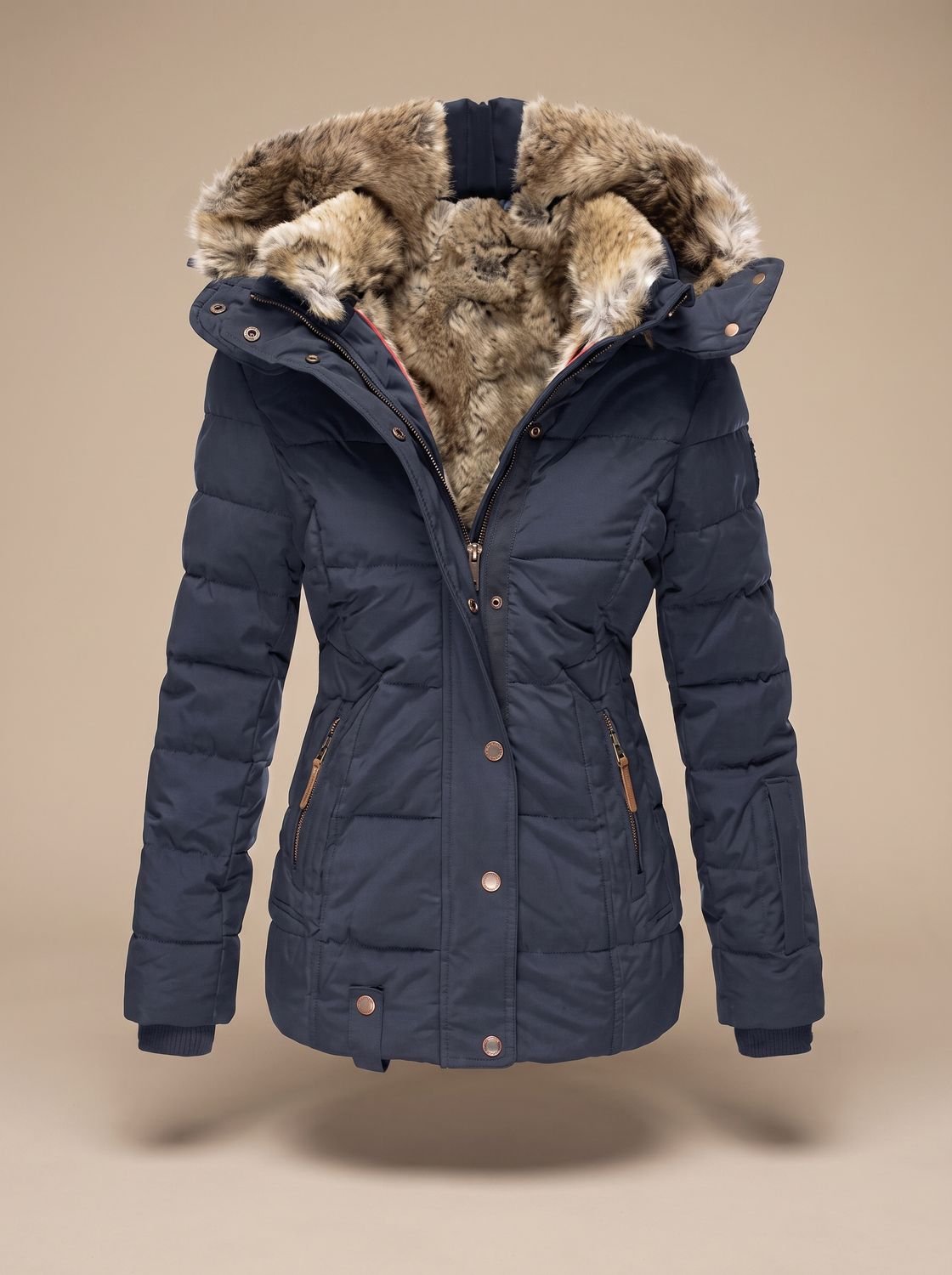 Winterhal - Longline Quilted Puffer Coat Faux Fur Hood — view 8 of 10