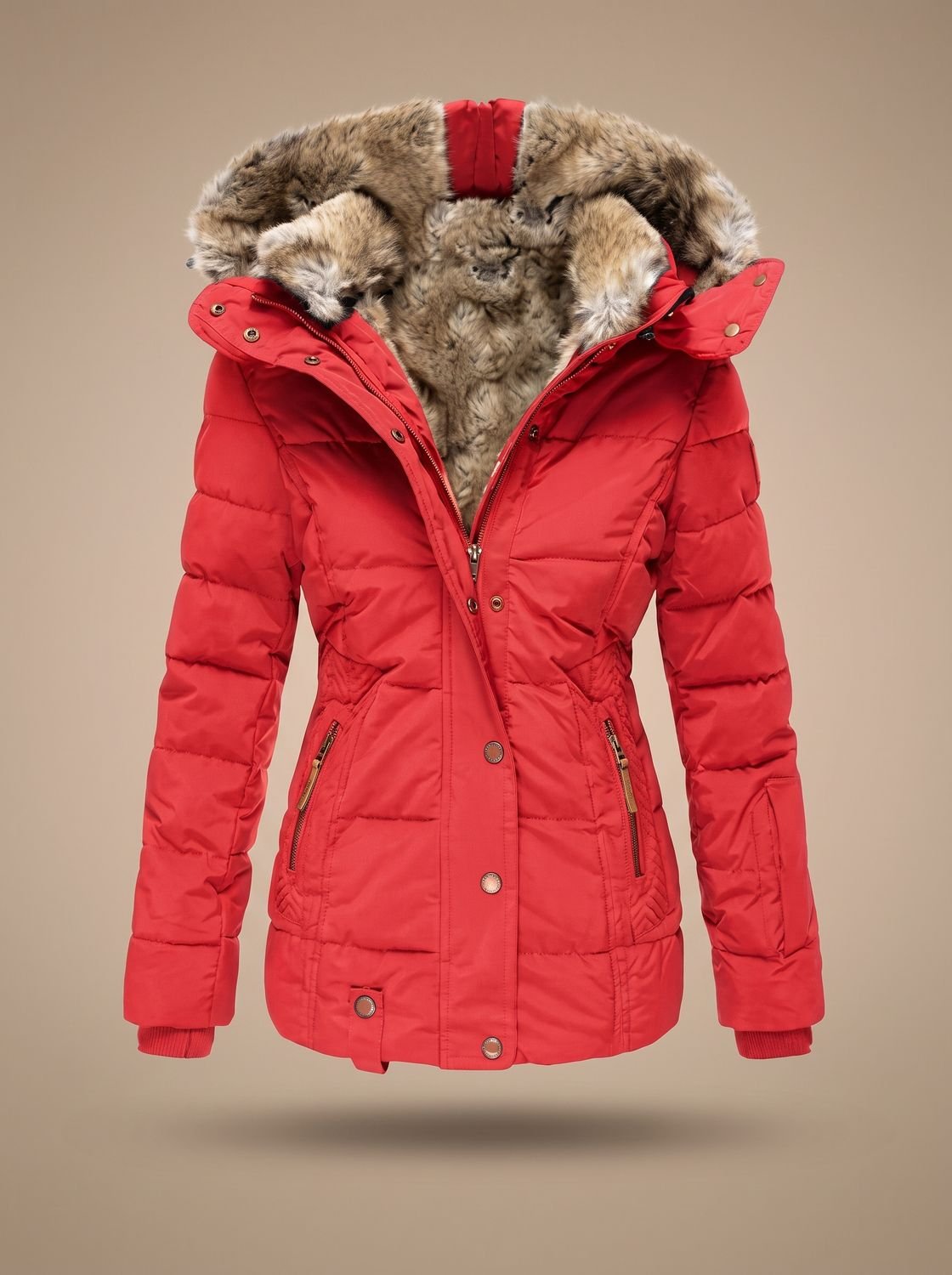 Winterhal - Longline Quilted Puffer Coat Faux Fur Hood — view 9 of 10