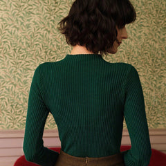 Marlowen - Ribbed Mock Neck Knit Tee Autumn Layering — view 3 of 4