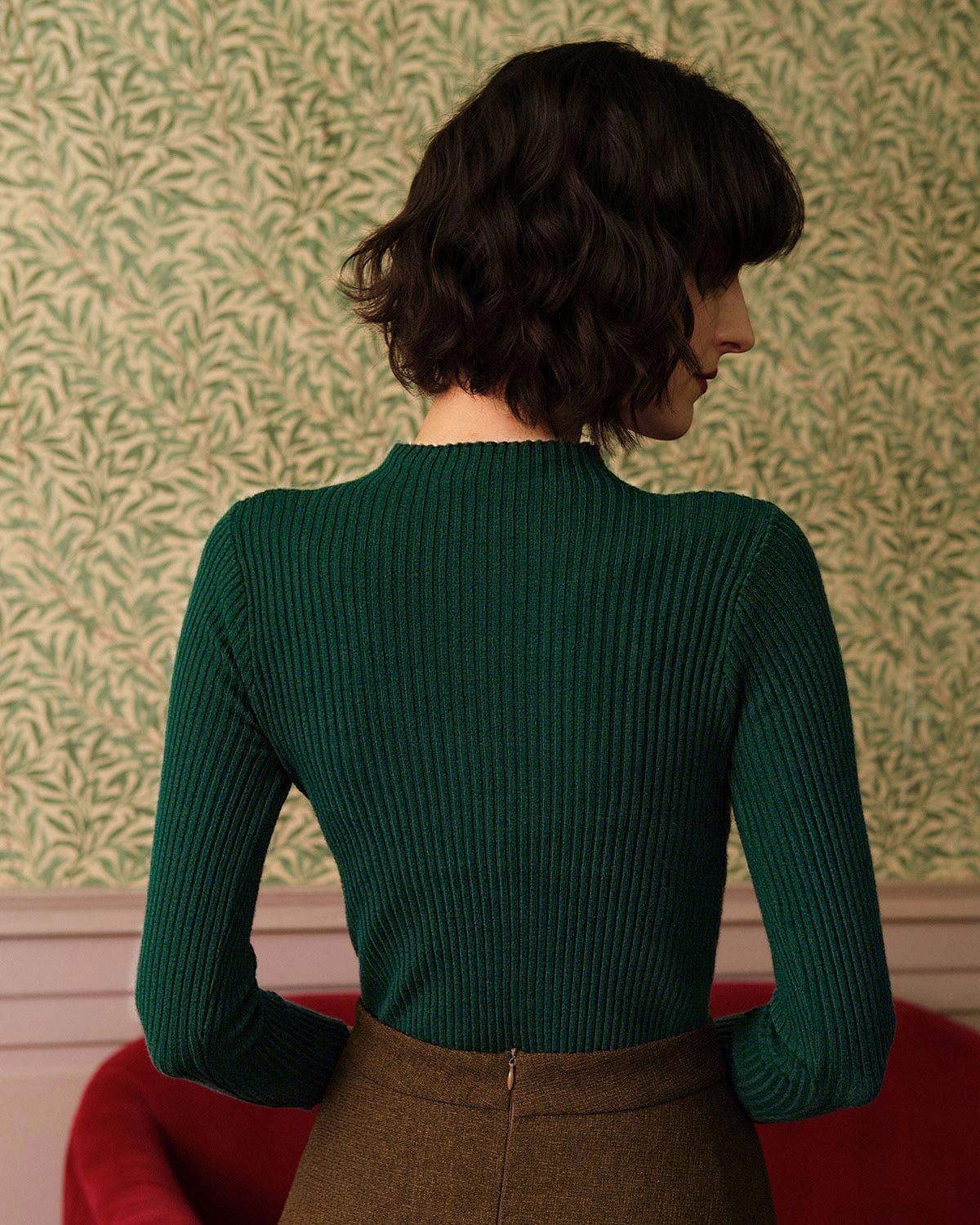 Marlowen - Ribbed Mock Neck Knit Tee Autumn Layering — view 3 of 4