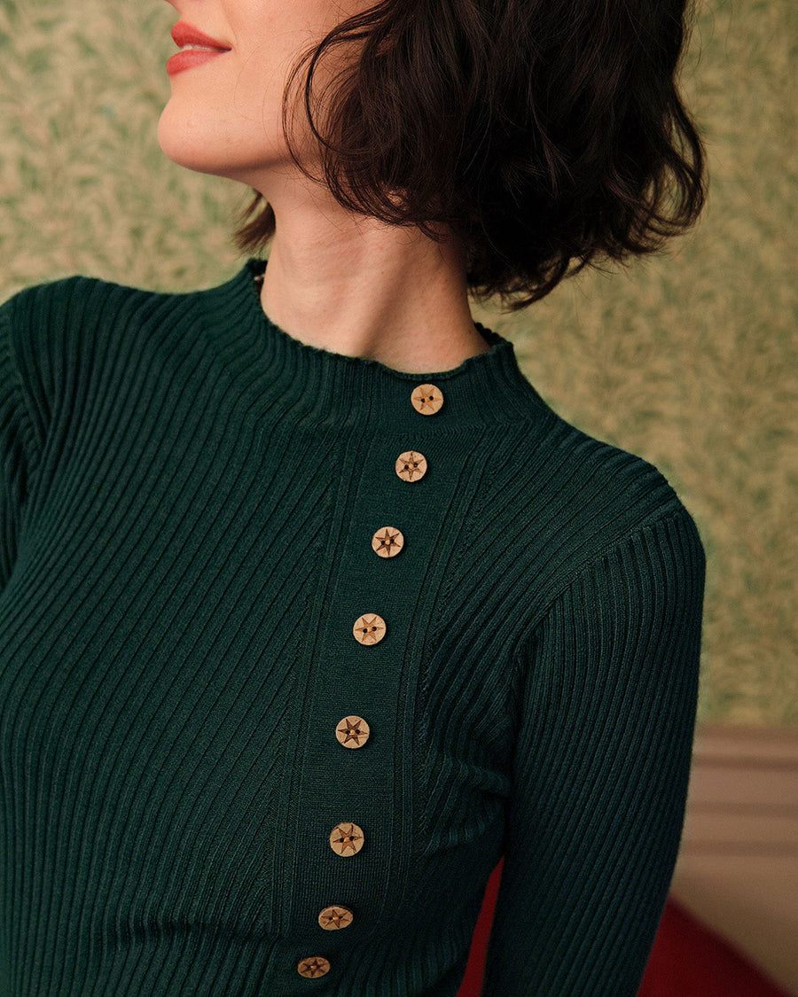 Marlowen - Ribbed Mock Neck Knit Tee Autumn Layering — view 2 of 4