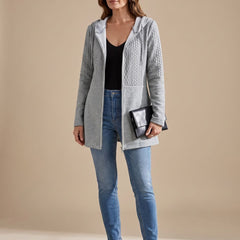 Wentley - Cable-Knit Hooded Zip Longline Coat