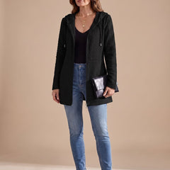 Wentley - Cable-Knit Hooded Zip Longline Coat — view 2 of 5