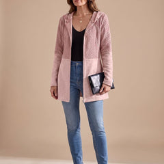Wentley - Cable-Knit Hooded Zip Longline Coat — view 3 of 5