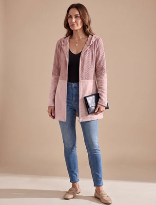 Wentley - Cable-Knit Hooded Zip Longline Coat — view 3 of 5