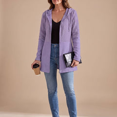 Wentley - Cable-Knit Hooded Zip Longline Coat — view 4 of 5