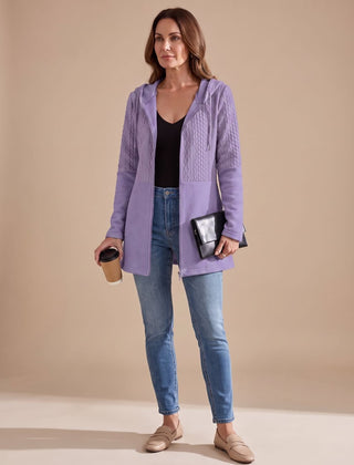 Wentley - Cable-Knit Hooded Zip Longline Coat — view 4 of 5