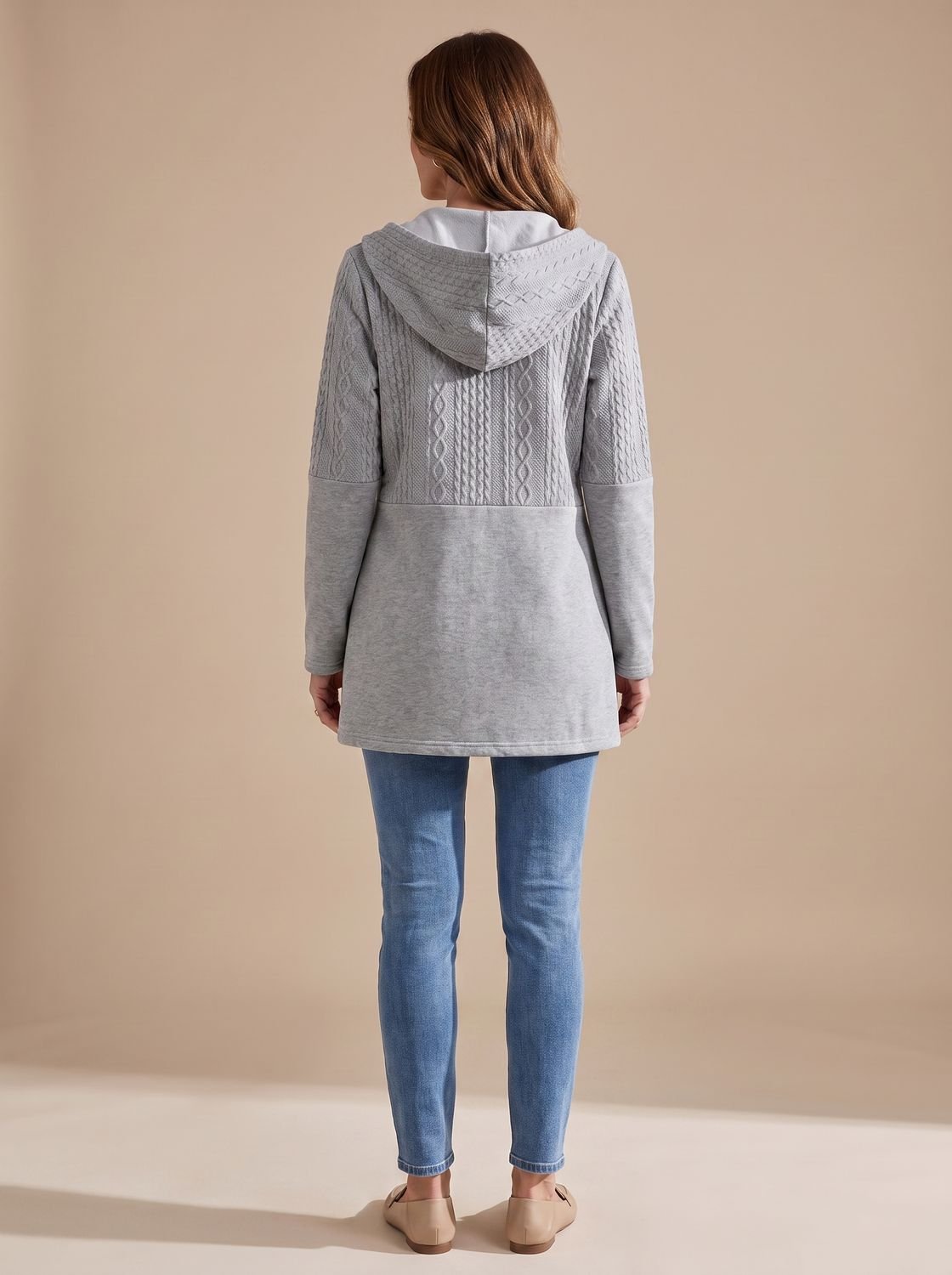 Wentley - Cable-Knit Hooded Zip Longline Coat — view 5 of 5