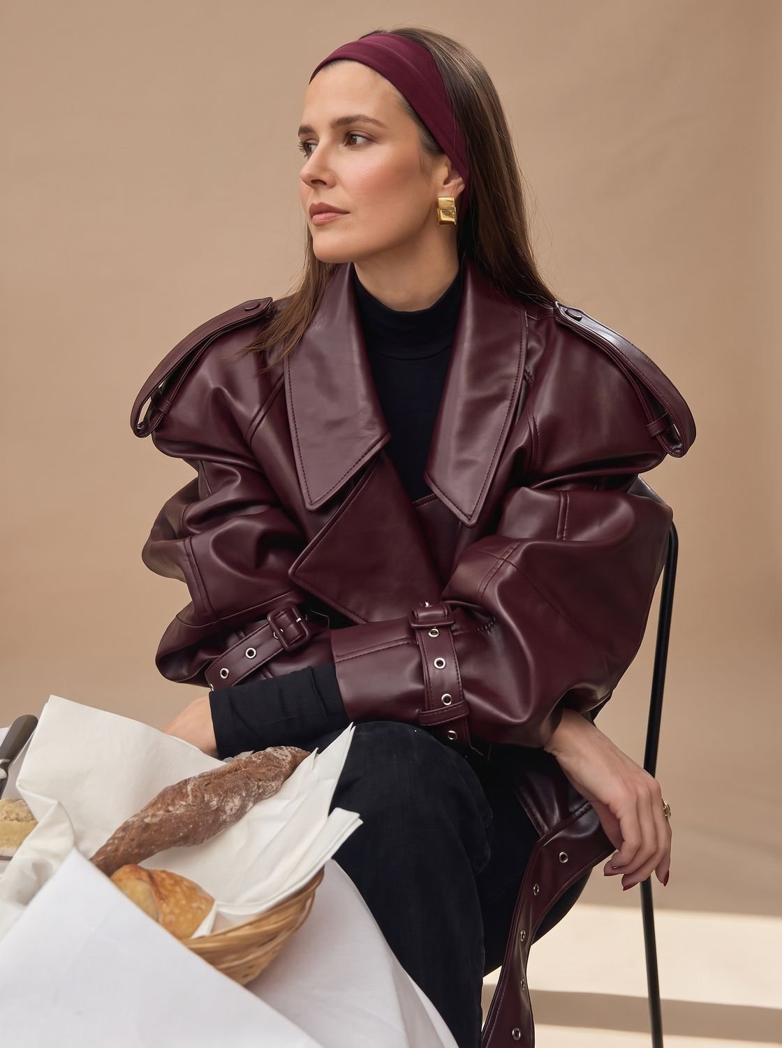 Vantera - Belted Oversized Moto Coat Winter Layering — view 2 of 6