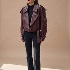Vantera - Belted Oversized Moto Coat Winter Layering — view 3 of 6