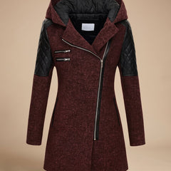 Vantessa - Hooded Quilted-Panel Wool-Blend Coat Cold Weather — view 5 of 7