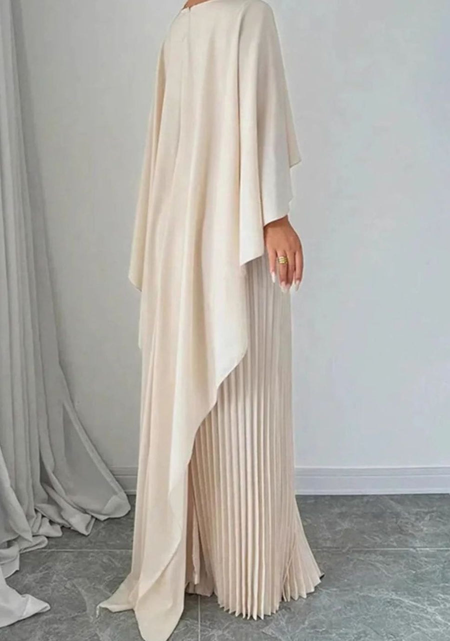 Verallure - Cape Overlay Pleated Formal Maxi Dress — view 2 of 5