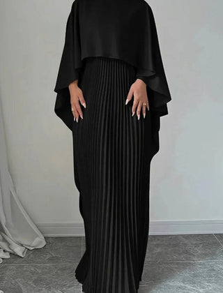 Verallure - Cape Overlay Pleated Formal Maxi Dress — view 5 of 5