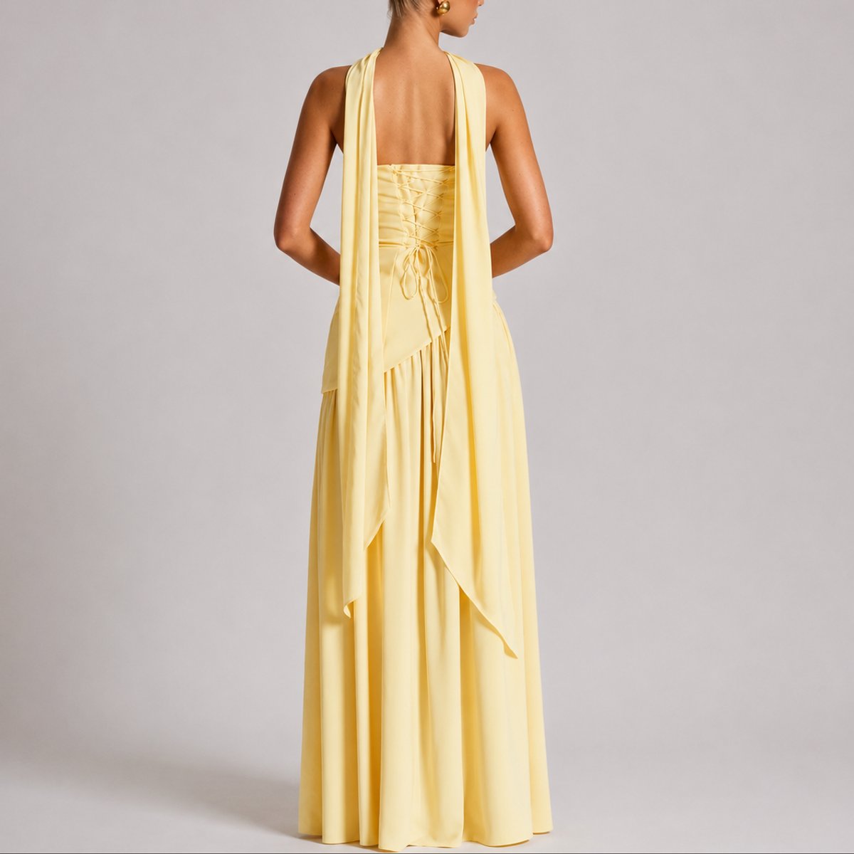 Solvinne - Strapless Scarf Neck Maxi Dress Wedding Guest Evening — view 2 of 10